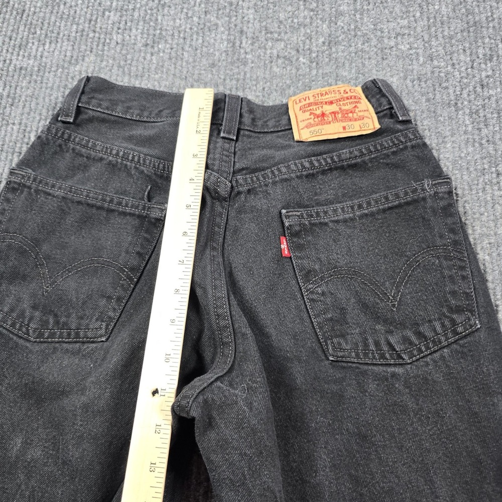 Levis 550 Jeans Mens 30x30 Black Relaxed Fit Tapered Leg Denim 100% Cotton 26x28 - Picture 13 of 14